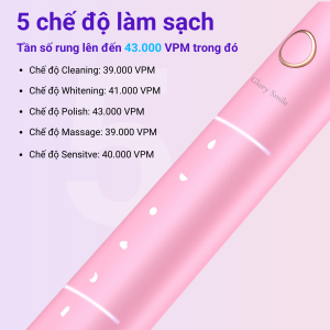 Bàn chải điện Glory Smile có 5 chế độ làm sạch